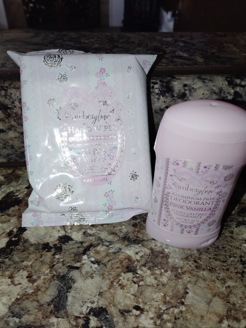 Amberglow Pink Vanilla Aluminum Free Deodorant + Hand Wipes Set Multiple - Picture 10 of 10